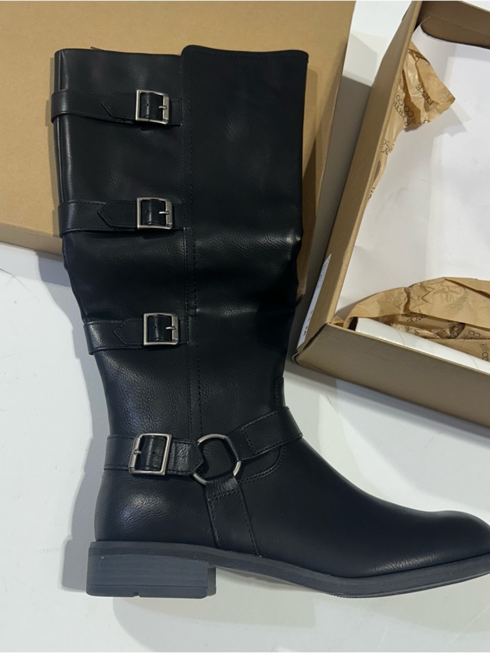 Frye & Co Black Buckle Mid-Calf Women's Boot - Picture 2 of 4
